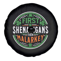 Funny First Shenanigans Then Malarkey Spare Tire Cover Irish Shamrock St Patrick's Day