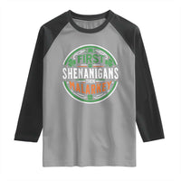 Funny First Shenanigans Then Malarkey Raglan Shirt Irish Shamrock St Patrick's Day