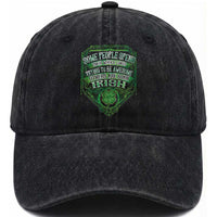 Funny Irish Pride Washed Cotton Baseball Cap Some People Spend Their Whole Lives Trying To Be Awesome Others Are Born Irish