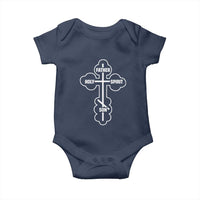 Russian Greek Byzantine Golden Orthodox Cross Father Son Holy Spirit Baby Onesie