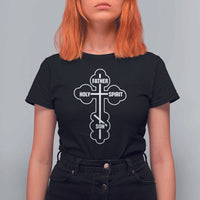 Russian Greek Byzantine Golden Orthodox Cross Father Son Holy Spirit T Shirt For Women