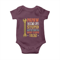 Funny Papaw Can't Fix Stupid But He Can Fix What Stupid Does Baby Onesie Grandpa Father's Day