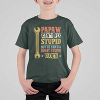 Funny Papaw Can't Fix Stupid But He Can Fix What Stupid Does T Shirt For Kid Grandpa Father's Day