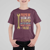 Funny Papaw Can't Fix Stupid But He Can Fix What Stupid Does T Shirt For Kid Grandpa Father's Day