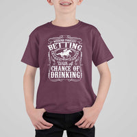 Funny Horse Race Betting T Shirt For Kid Weekend Forecast Betting With A Chance Of Drinking
