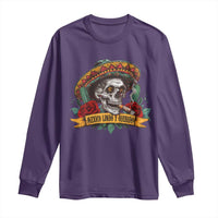 Funny Mexico Lindo Y Querido Long Sleeve Shirt Mexican Pride Vintage Sombrero Hat Skull