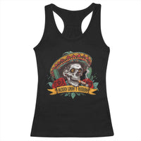 Funny Mexico Lindo Y Querido Racerback Tank Top Mexican Pride Vintage Sombrero Hat Skull
