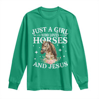 Just A Girl Who Loves Horses And Jesus Long Sleeve Shirt Christian Girls Horse