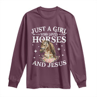 Just A Girl Who Loves Horses And Jesus Long Sleeve Shirt Christian Girls Horse