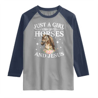 Just A Girl Who Loves Horses And Jesus Raglan Shirt Christian Girls Horse