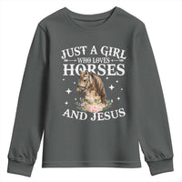 Just A Girl Who Loves Horses And Jesus Youth Sweatshirt Christian Girls Horse