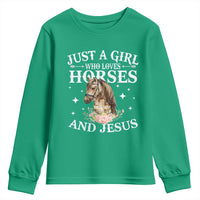 Just A Girl Who Loves Horses And Jesus Youth Sweatshirt Christian Girls Horse