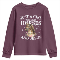 Just A Girl Who Loves Horses And Jesus Youth Sweatshirt Christian Girls Horse