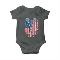 Funny Patriotic Lax Lacrosse Sticks American Flag Baby Onesie
