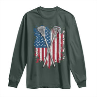 Funny Patriotic Lax Lacrosse Sticks American Flag Long Sleeve Shirt