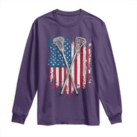 Funny Patriotic Lax Lacrosse Sticks American Flag Long Sleeve Shirt