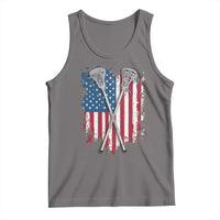 Funny Patriotic Lax Lacrosse Sticks American Flag Tank Top