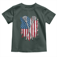 Funny Patriotic Lax Lacrosse Sticks American Flag Toddler T Shirt