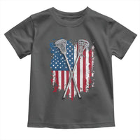 Funny Patriotic Lax Lacrosse Sticks American Flag Toddler T Shirt