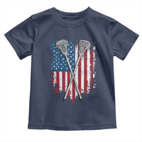 Funny Patriotic Lax Lacrosse Sticks American Flag Toddler T Shirt