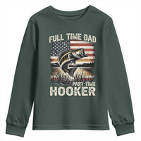 Funny Full Time Dad Part Time Hooker Youth Sweatshirt Fisherman Father's Day American Flag