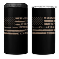 Knower Of Stuff Fixer Of Things 4 in 1 Can Cooler Tumbler Funny Handyman Dad Husband Vintage American Flag