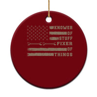 Knower Of Stuff Fixer Of Things Ceramic Ornament Funny Handyman Dad Husband Vintage American Flag