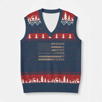 Knower Of Stuff Fixer Of Things V-Neck Knit Sweater Vest Funny Handyman Dad Husband Vintage American Flag
