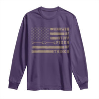 Knower Of Stuff Fixer Of Things Long Sleeve Shirt Funny Handyman Dad Husband Vintage American Flag