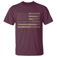 Knower Of Stuff Fixer Of Things T Shirt Funny Handyman Dad Husband Vintage American Flag