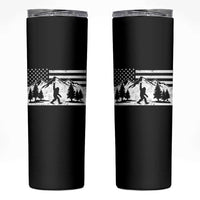 Patriotic Bigfoot American Flag in Forest Skinny Tumbler