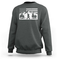 Patriotic Bigfoot American Flag in Forest Sweatshirt