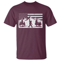 Patriotic Bigfoot American Flag in Forest T Shirt