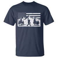 Patriotic Bigfoot American Flag in Forest T Shirt