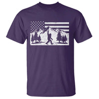 Patriotic Bigfoot American Flag in Forest T Shirt
