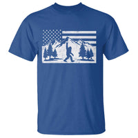 Patriotic Bigfoot American Flag in Forest T Shirt