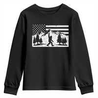 Patriotic Bigfoot American Flag in Forest Youth Sweatshirt