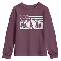 Patriotic Bigfoot American Flag in Forest Youth Sweatshirt