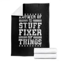 Knower Of Stuff Fixer Of Things Throw Blanket Funny Handyman Mechanic Dad