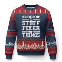 Knower Of Stuff Fixer Of Things Ugly Christmas Sweater Funny Handyman Mechanic Dad