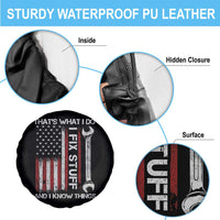 Thats What I Do I Fix Stuff And I Know Things Spare Tire Cover Funny Mechanic Engineer Vintage American Flag