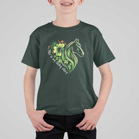 Horse Racing T Shirt For Kid This Is My Lucky Shirt Equestrian Four Leaf Clover - Wonder Print Shop