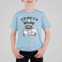 Funny Raccoon T Shirt For Kid It Is What It Is And It Is Not Great Text Display Board - Wonder Print Shop
