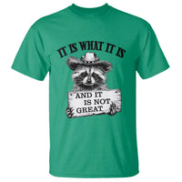 Funny Raccoon T Shirt It Is What It Is And It Is Not Great Text Display Board - Wonder Print Shop
