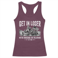 Get In Loser We Are Crossing The Delaware Racerback Tank Top Funny George Washington 250th 4th Of July