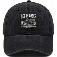 Get In Loser We Are Crossing The Delaware Washed Cotton Baseball Cap Funny George Washington 250th 4th Of July