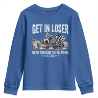Get In Loser We Are Crossing The Delaware Youth Sweatshirt Funny George Washington 250th 4th Of July