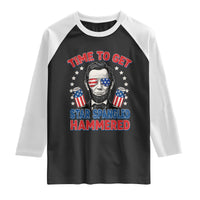 Time To Get Star Spangled Hammered Abraham Lincoln Raglan Shirt Funny 4th of July