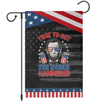 Time To Get Star Spangled Hammered Abraham Lincoln Patriotic Garden Flag Funny 4th of July