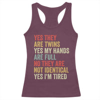 Twin Mom Twin Dad Racerback Tank Top Yes They Are Twins My Hands Are Full Yes I Am Tired